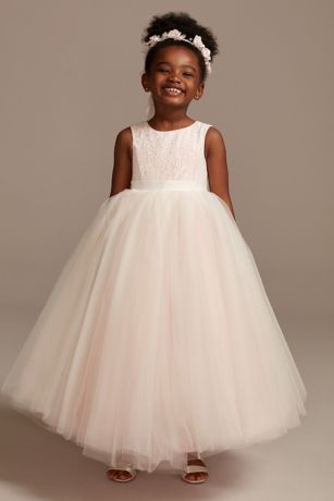 David's Bridal Ball Gown Flower Girl Dress with Heart Cutout